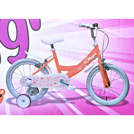 Denver Bikes / Bottari Magic 77396 MTB lány 16" kerékpár, bicikli levehető támasztó kerekekkel 91 x 18 x 50 cm, narancs-fehér