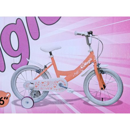 Denver Bikes / Bottari Magic 77396 MTB lány 16" kerékpár, bicikli levehető támasztó kerekekkel 91 x 18 x 50 cm, narancs-fehér