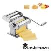   Bergner MasterPro inox nemesacél mechanikus, kézi tésztanyújtó és metélő gép, tésztakészítő, tészta nyújtó gép spagetti, fettuccine (szélesmetélt) és lasagne tésztához
