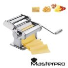 Bergner MasterPro inox nemesacél mechanikus, kézi tésztanyújtó és metélő gép, tésztakészítő, tészta nyújtó gép spagetti, fettuccine (szélesmetélt) és lasagne tésztához