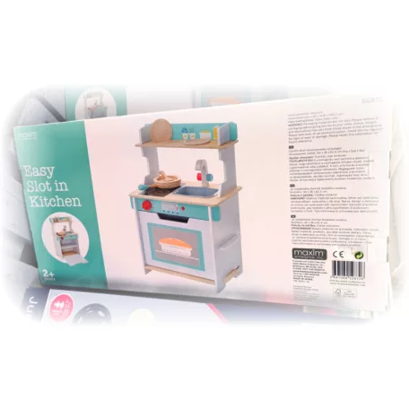 Maxim Easy Slot in Kitchen fa játék konyha, 40 x 26 x 62 cm babakonyha, játékkonyha pakolható sütővel, főzlappal, mosogatóval (52872) 