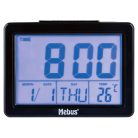 Mebus 455276 elemes asztali digitális ébresztőóra beltéri hőmérővel, hangra (taps, fütty, csettintés) aktiválódó háttérvilágítással