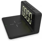 Mebus 56874 asztali digitális óra ébresztőóra, beépített 10W vezeték nélküli töltővel (mobiltelefon töltő), USB kimenettel, szabályozható fényerővel