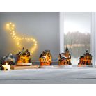 Melinera Christmas Village kézzel készített 5 db-os 10 LED-el megvilágított karácsonyi falu utca 