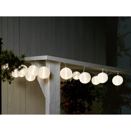 Livarno Home / Melinera WhiteBall Mini hálózati 230V 14,75 m 20 db x 75 mm  fehér LED lampion füzér, kerti melegfehér hangulatvilágítás, lámpafüzér