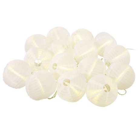 Livarno Home / Melinera WhiteBall Mini hálózati 230V 14,75 m 20 db x 75 mm  fehér LED lampion füzér, kerti melegfehér hangulatvilágítás, lámpafüzér