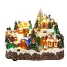 Mobil Digital XL karácsonyi falu 27 x 21 x 23 cm világító, zenélő karácsonyi jelenet 28 színes LED-el, 4 házikóval, karácsonyfával, mozgó vonattal, 8 dallammal