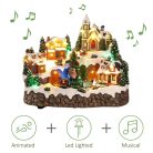 Mobil Digital XL karácsonyi falu 27 x 21 x 23 cm világító, zenélő karácsonyi jelenet 28 színes LED-el, 4 házikóval, karácsonyfával, mozgó vonattal, 8 dallammal