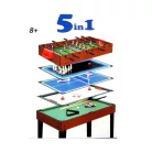 MultiGame 5 az 1-ben 125 x 60 x 80 cm 25 kg masszív multifunkciós játékasztal, csocsóasztal, léghoki, biliárd (asztali tennisz), ping-pong és bowlig, cserélhető lapokkal