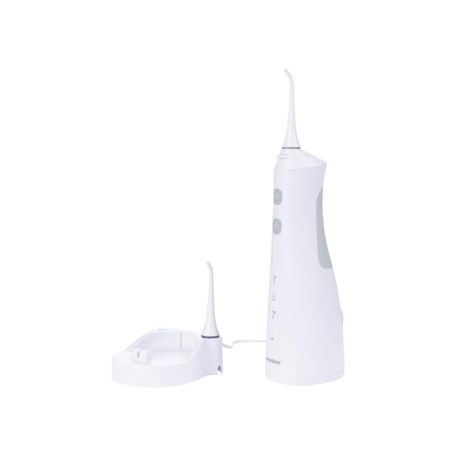 Nevadent NMD 3.7 E10 akkus, 3.7V 1200 mAh li-ion akkumulátoros 200 ml hordozható szájzuhany, fogzuhany 3 fokozatú vísugárral, töltőalappal, 2 fúvókával (466502)