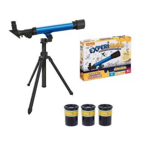 Nickelodeon Terrific Telescope, kék 40 x 24 cm gyermek (játék) csillagászati teleszkóp távcső 20x 30x 40x nagyítással, tripod állvánnyal (319-10115-N)