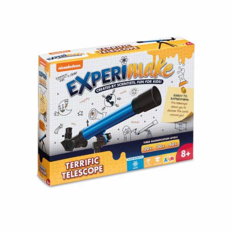Nickelodeon Terrific Telescope, kék 40 x 24 cm gyermek (játék) csillagászati teleszkóp távcső 20x 30x 40x nagyítással, tripod állvánnyal (319-10115-N)