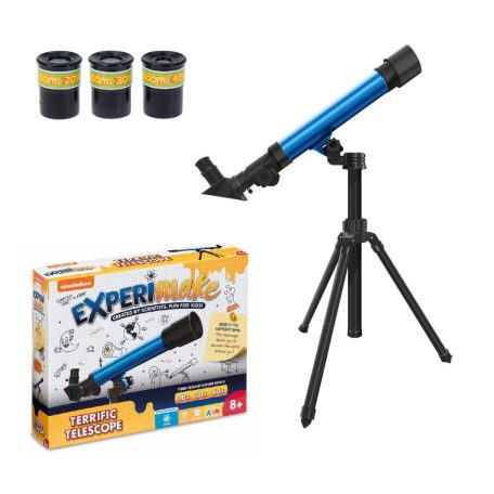 Nickelodeon Terrific Telescope, kék 40 x 24 cm gyermek (játék) csillagászati teleszkóp távcső 20x 30x 40x nagyítással, tripod állvánnyal (319-10115-N)