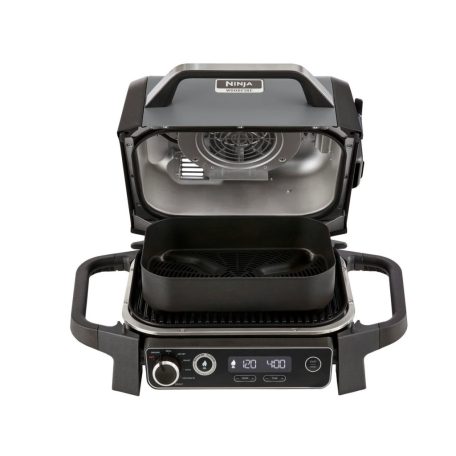 Ninja WoodFire OG701EU elektromos kombi kültéri Master BBQ, Smoker Grill (füstölő) és Airfryer 3 az 1-ben készülék 2400W, 28 × 37 cm grillező felülettel