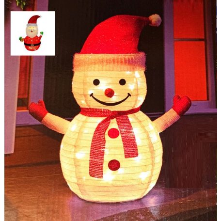 NorthPoint kültéri / beltéri 70 cm elemes világító melegfehér LED-es textil Hóember / Mikulás karácsonyi dekoráció