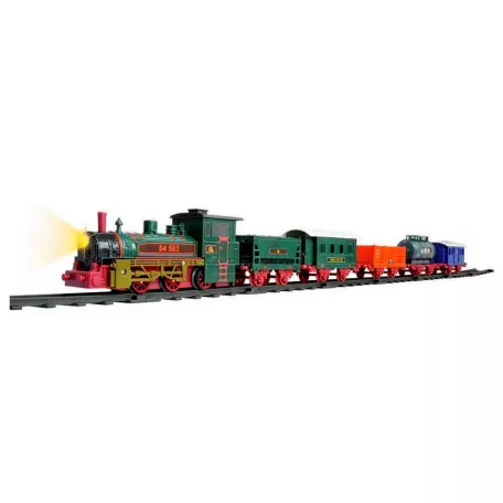 One Two Fun Western Express Train elemes, önjáró elektromos vonat szett, vasút készlet 133 x 74 cm, XL 40 darabos sínkészlettel, fény- és hangeffektusokkal