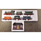 One Two Fun Western Express Train elemes, önjáró elektromos vonat szett, vasút készlet 133 x 74 cm, XL 40 darabos sínkészlettel, fény- és hangeffektusokkal