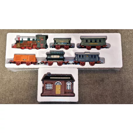 One Two Fun Western Express Train elemes, önjáró elektromos vonat szett, vasút készlet 133 x 74 cm, XL 40 darabos sínkészlettel, fény- és hangeffektusokkal