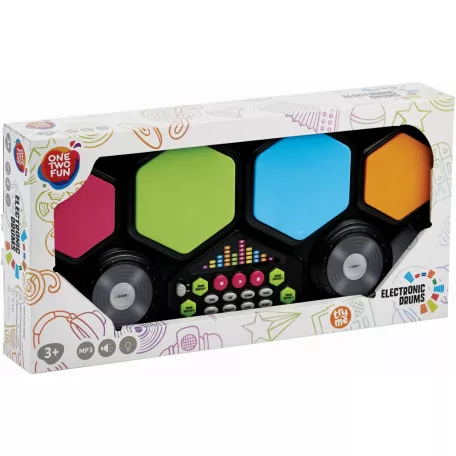One 2 Fun elektromos játék dob szett, elektronikus dob készlet 2 ütővel 