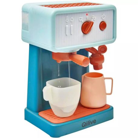 One Two Fun Qilive Modern Espresso Machine elemes, játék automata kávéfőző, vízzel tölthető eszpresszó kávégép fény- és hanghatásokkal, luxus kávéfőző