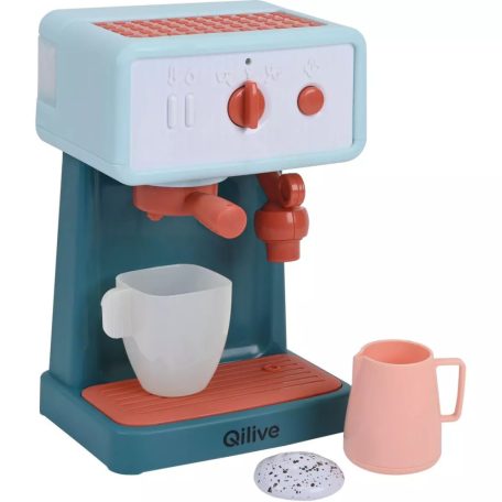 One Two Fun Qilive Modern Espresso Machine elemes, játék automata kávéfőző, vízzel tölthető eszpresszó kávégép fény- és hanghatásokkal, luxus kávéfőző