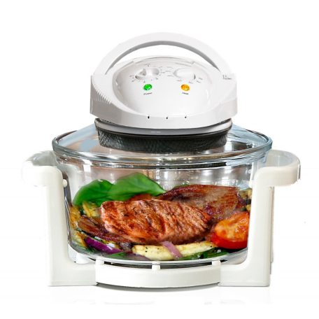 Orion Flavorwave Turbo Halogen 12L 1400W légkeveréses sütő-, főzőedény halogén fűtőszállal, 12 literes üveg tállal