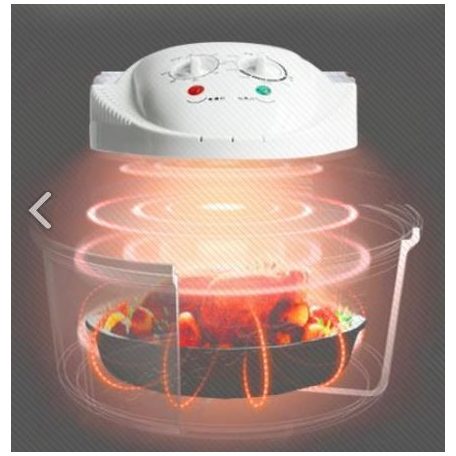 Orion Flavorwave Turbo Halogen 12L 1400W légkeveréses sütő-, főzőedény halogén fűtőszállal, 12 literes üveg tállal