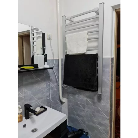 OLPE álló / fali (falra szerelhető) ezüst 150W elektromos törölközőszárító, törülközőszárító radiátor 10 rúddal 95 x 53 cm