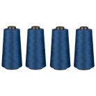 Crelando kék 4 darabos (4 x 2500 méter / 88g) 40/2 polyester overlock / interlock varró cérna szett, gyors varráshoz