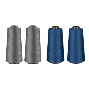   Crelando szürke - kék 4 darabos (4 x 2500 méter / 88g) 40/2 polyester overlock varró cérna szett, gyors varráshoz