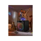 Lenco PA-051BK 8W akkus, USB / MicroSD / Bluetooth 5.2 Karaoke szett, Party LED-es hangszóró, beépített Disco gömbbel, távirányítóval és mikrofonnal