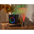 Lenco PA-051BK 8W akkus, USB / MicroSD / Bluetooth 5.2 Karaoke szett, Party LED-es hangszóró, beépített Disco gömbbel, távirányítóval és mikrofonnal