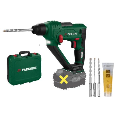 ParkSide PABH 20-Li D4 SOLO SDS Plus tokmányos X20V akkus, 20V akkumulátoros fúrókalapács, ütvefúró, fúrógép, akku és töltő nélkül
