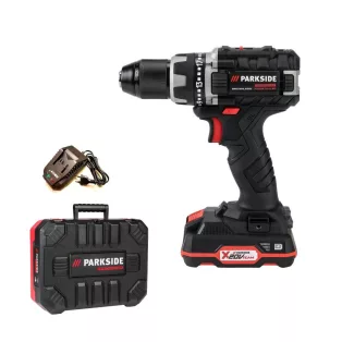   ParkSide Performance PABSP 20-Li C4 20V 2Ah Brushless 60Nm X20V akkus fúró, csavarbehajtó kofferben, akkuval és töltővel