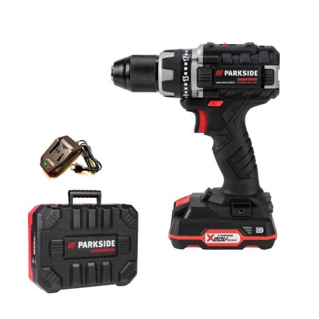 ParkSide Performance PABSP 20-Li C4 20V 2Ah Brushless 60Nm X20V akkus fúró, csavarbehajtó kofferben, akkuval és töltővel