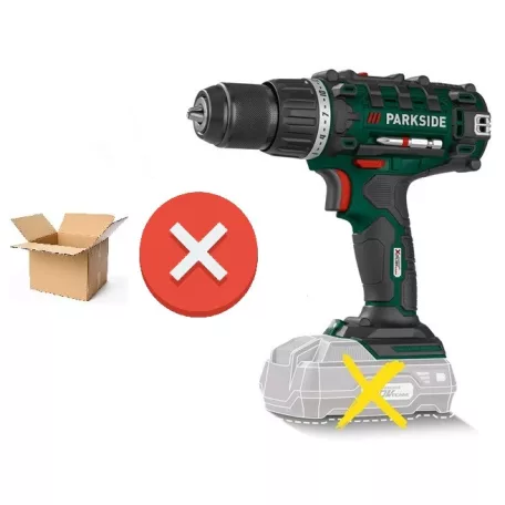 HIBÁS ParkSide PABS 20-Li G8 X20V akkus fúró, 45 Nm csavarbehajtó, tartozékok és koffer nélkül, kiesett tokmánnyal, alkatrésznek