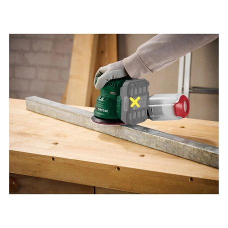 ParkSide PAEXSG 20-Li B1 SOLO X20V akkus, akkumulátoros 125 mm excenter csiszoló, fix fordulatszámú csiszológép levehető portartállyal, koffer nélkül, akku és töltő nélkül