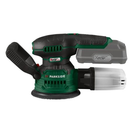 BCS ParkSide PAEXS 20-Li B2 SOLO X20V akkus, akkumulátoros 125 mm excenter csiszoló, csiszológép levehető portartállyal, kofferben, akku és töltő nélkül, kipróbált, visszavásárolt darab