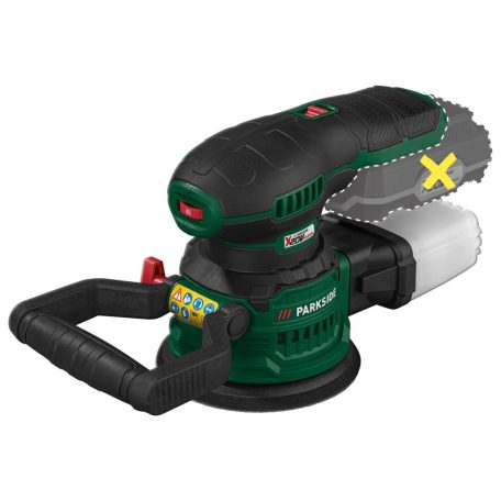 BCS ParkSide PAEXS 20-Li B2 SOLO X20V akkus, akkumulátoros 125 mm excenter csiszoló, csiszológép levehető portartállyal, kofferben, akku és töltő nélkül, kipróbált, visszavásárolt darab