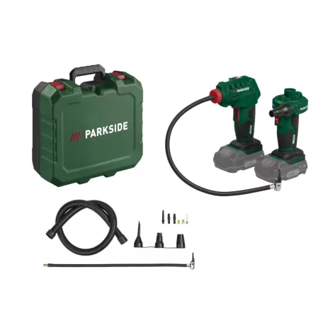 ParkSide PAK 20-Li C3 SOLO X20 akkus kompresszor + PALP 20-Li C3 pumpa készlet kofferben akku és töltő nélkül