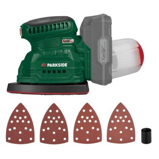   ParkSide PAMSG 20-Li B1 SOLO X20V akkus, akkumulátoros multicsiszoló, 150 x 100 mm fix fordulatszámú csiszológép levehető portartállyal, koffer nélkül, akku és töltő nélkül