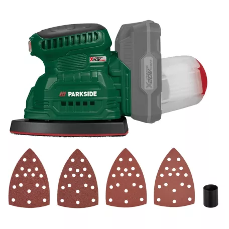 ParkSide PAMSG 20-Li B1 SOLO X20V akkus, akkumulátoros multicsiszoló, 150 x 100 mm fix fordulatszámú csiszológép levehető portartállyal, koffer nélkül, akku és töltő nélkül