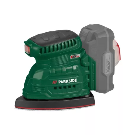 ParkSide PAMSG 20-Li B1 SOLO X20V akkus, akkumulátoros multicsiszoló, 150 x 100 mm fix fordulatszámú csiszológép levehető portartállyal, koffer nélkül, akku és töltő nélkül
