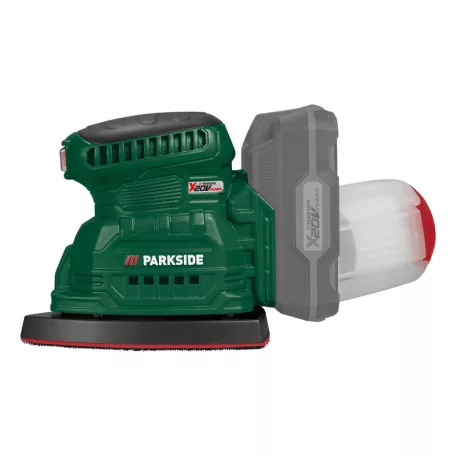 ParkSide PAMSG 20-Li B1 SOLO X20V akkus, akkumulátoros multicsiszoló, 150 x 100 mm fix fordulatszámú csiszológép levehető portartállyal, koffer nélkül, akku és töltő nélkül