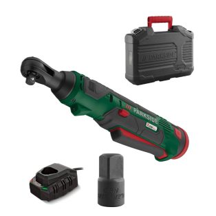   ParkSide PAR 12 B1 / B2 Akkus racsni, 12V 2Ah 54 Nm 3/8" akkumulátoros racsnis kulcs kofferben, akkuval és töltővel