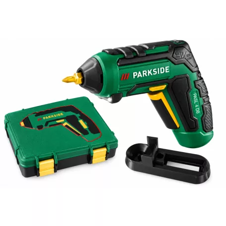 ParkSide PASL 4 D8 GOLD mini 4V 2Ah 10Nm akkus csavarozó 15 részes bitfej készlettel, tároló dobozban, töltőadapter nélkül
