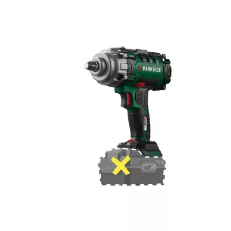 ParkSide PASSK 20-Li C4 SOLO X20V 400Nm akkus ütvecsavarozó, akkumulátoros kerékkulcs kofferben, 4 db CR-V dugókulccsal, akku és töltő NÉLKÜL