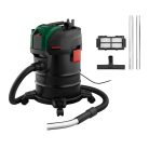 ParkSide PAS 20 A1 fekete, acél 1000W 17 kPa 20L hamuporszívó, kandalló porszívó teleszkópos fém csővel és padlókefével, szűrőtisztító (rázó) funkcióval