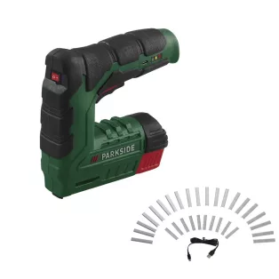   ParkSide PAT 4 D6 BASIC Li-ion 4V 2Ah (2000 mAh) akkus, akkumulátoros tűzőgép és szögbelövő 2500 tartozékkal