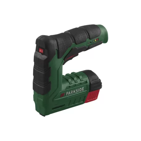 ParkSide PAT 4 D6 XL Li-ion 4V 2Ah (2000 mAh) akkus, akkumulátoros tűzőgép és szögbelövő 14500 tartozék szeggel és kapoccsal